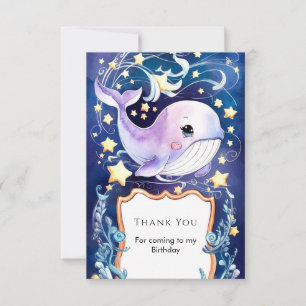 Simple Blue Children's Whale Birthday Thank You Card