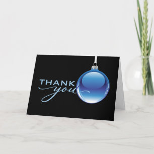  Simple Blue Christmas Ornament, Blank  Thank You Card