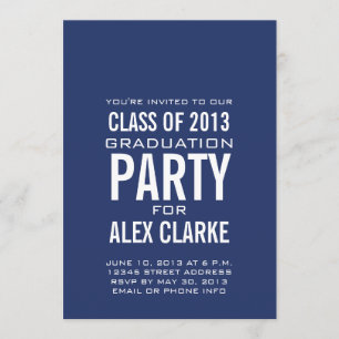 SIMPLE BLUE CLASS OF 2013 PARTY INVITATION