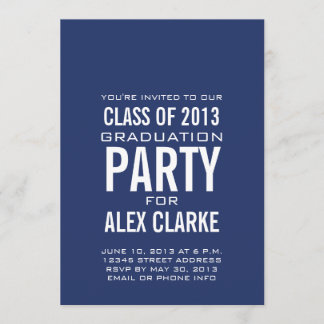 SIMPLE BLUE CLASS OF 2013 PARTY INVITATION