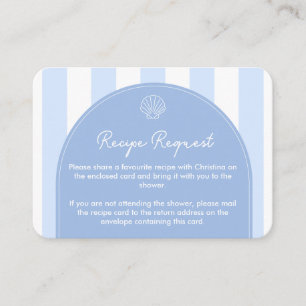 Simple Blue Coastal Bridal Shower Recipe Request Enclosure Card