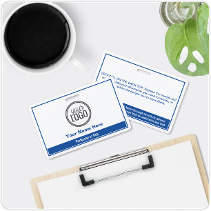 Simple Blue Colour Block Professional Name Tag ID Badge