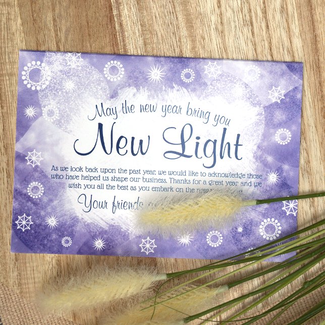 Simple Blue Company Christmas Card (Blue Winter Snowflakes, Blue Logo Company Holiday Christmas Card)