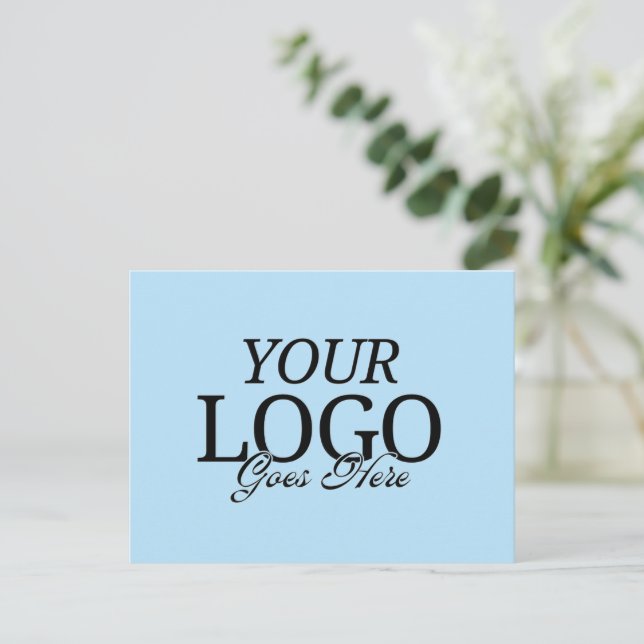 Simple Blue Company Logo With QR Code Business  Postcard (Standing Front)