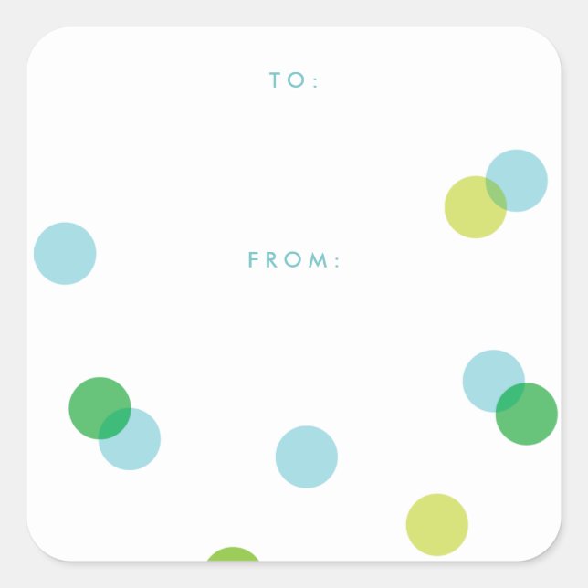 Simple Blue Confetti | To From Gift Square Sticker (Front)
