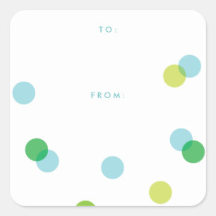 Simple Blue Confetti To From Gift Square Sticker
