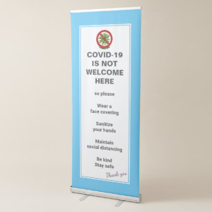 Simple Blue COVID 19 Coronavirus Safety Guidelines Retractable Banner