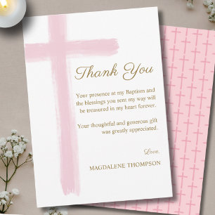 Simple Blue Cross Baptism  Thank You Card