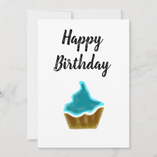 simple blue cupcake elegant happy birthday
