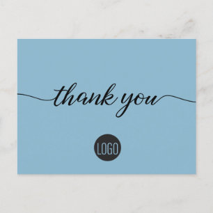 Simple blue Customer Appreciation with logo Postcard