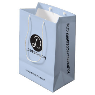 Simple Blue customisable Business Company Logo Medium Gift Bag