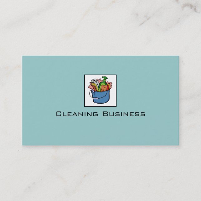 Simple blue customisable cleaning business cards (Front)