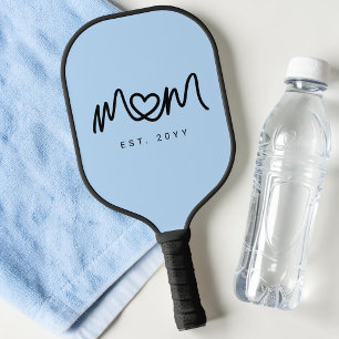 Simple Blue Cute Heart Script Mum Established Est Pickleball Paddle