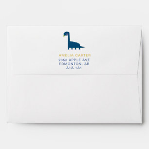 Simple Blue Dinosaur Cute Baby Shower It's a boy Envelope