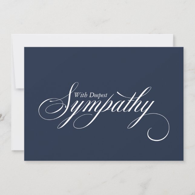 Simple Blue Elegant Script Sympathy Card (Front)