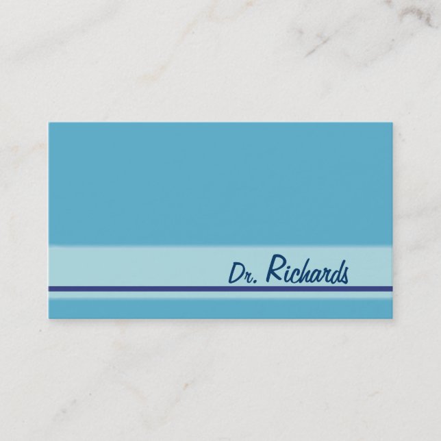 Simple blue fade line customisable business cards (Front)