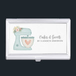 Simple Blue Floral Mixer Cake Bakery Business Card Holder<br><div class="desc">A cute blue cake mixer with flowers decorates this bakery business card case. Personalise it with your name and business information. A great place for storing your business cards. Designed for you by Blackberry Boulevard.</div>