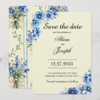Simple Blue Florals Save the Date