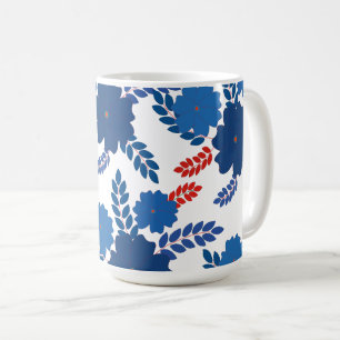 Simple blue flowers vector design coffee mug