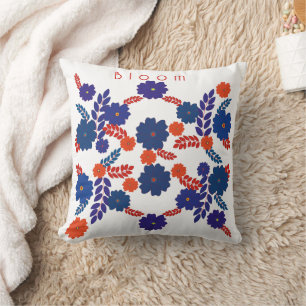 Simple blue flowers vector design cushion