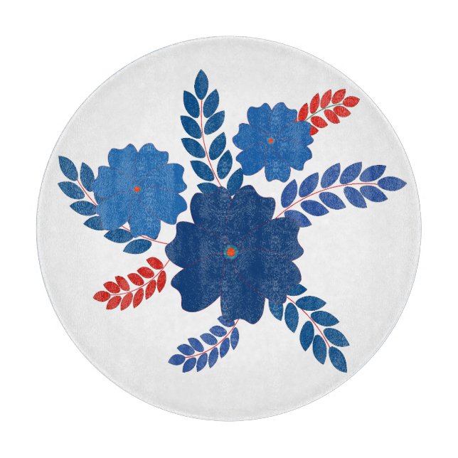 Simple blue flowers vector design cutting board (Front)