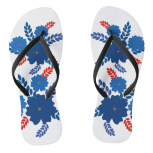 Simple blue flowers vector design flip flops