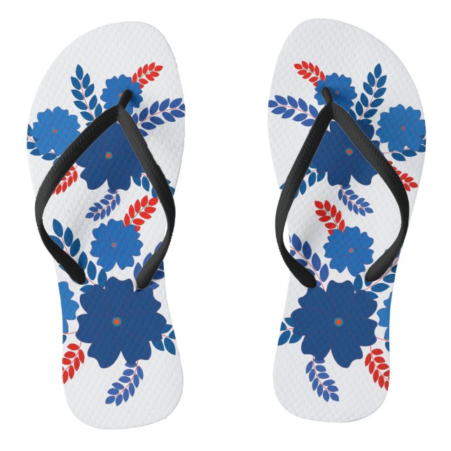 Simple blue flowers vector design flip flops (Footbed)