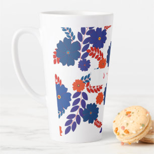 Simple blue flowers vector design latte mug