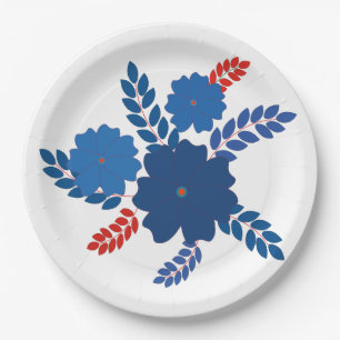 Simple blue flowers vector design paper plate