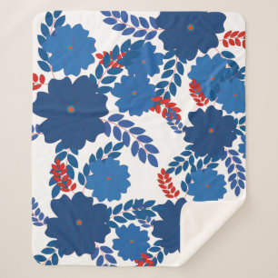 Simple blue flowers vector design sherpa blanket