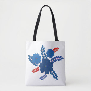 Simple blue flowers vector design tote bag