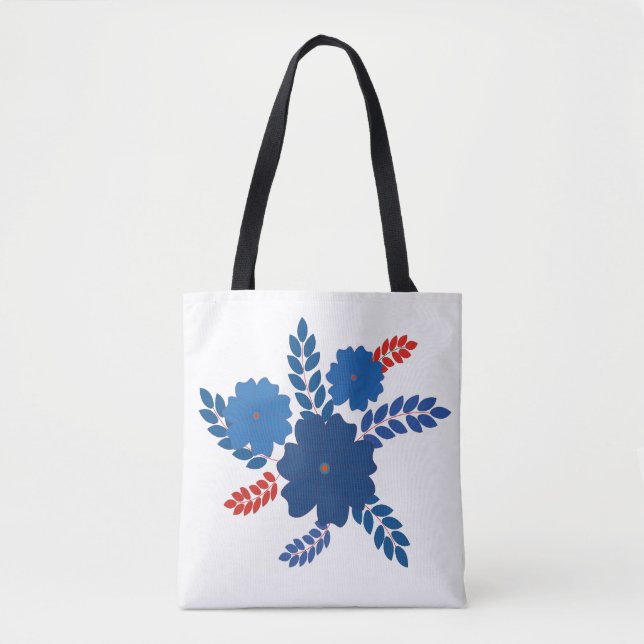 Simple blue flowers vector design tote bag (Front)