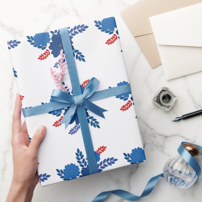 Simple blue flowers vector design wrapping paper (Gifting)