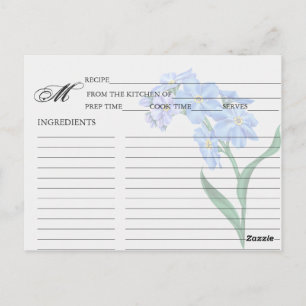 Simple Blue Forget-Me-Not Floral Recipe Cards