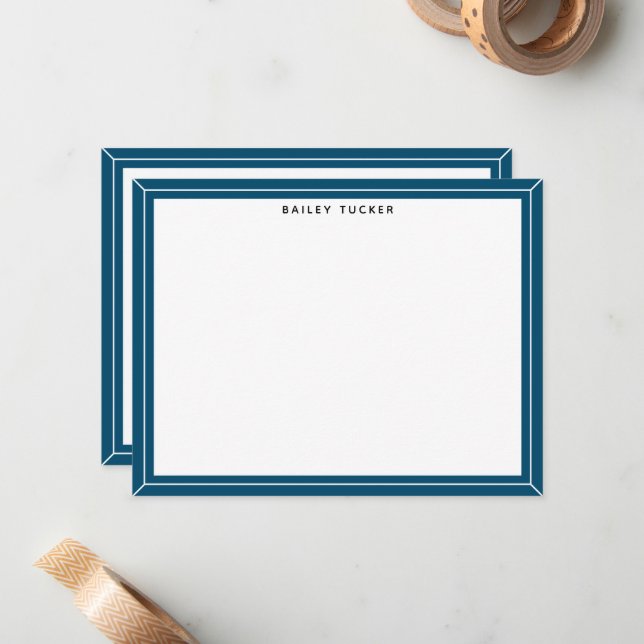 Simple Blue Frame Custom Personal Professional Card (Front/Back In Situ)