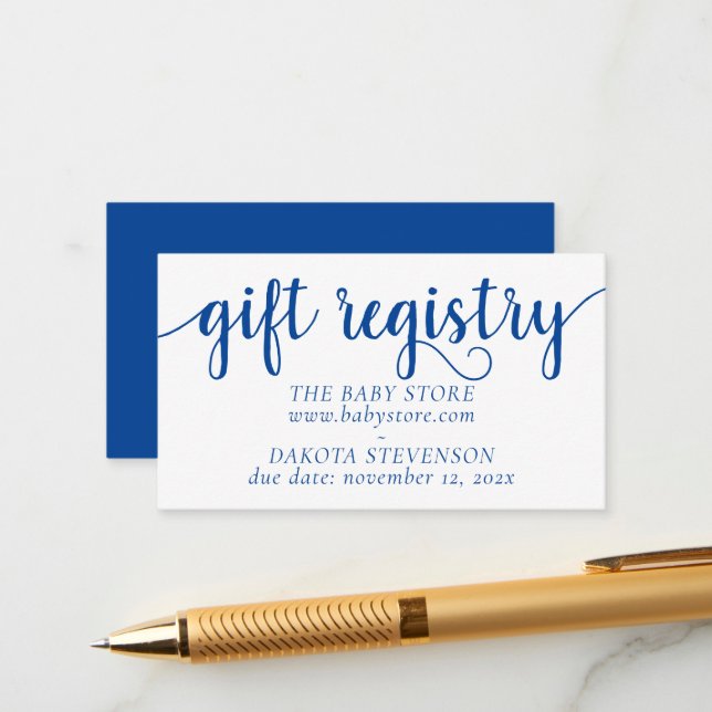 Simple Blue Gift Registry | Cerulean Any Event Enclosure Card (Front/Back In Situ)
