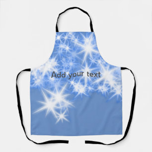 Simple blue glitter sparkle stars add your text    apron