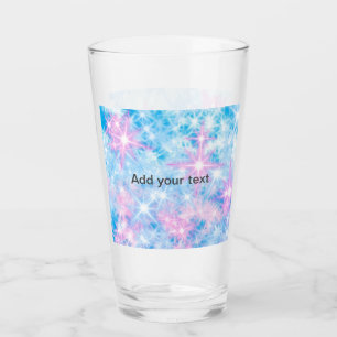 Simple blue glitter sparkle stars add your text c glass