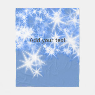 Simple blue glitter sparkle stars add your text fleece blanket