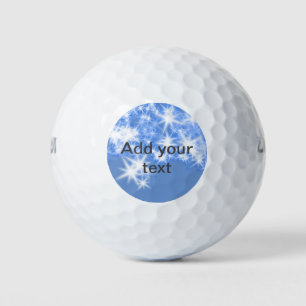 Simple blue glitter sparkle stars add your text golf balls