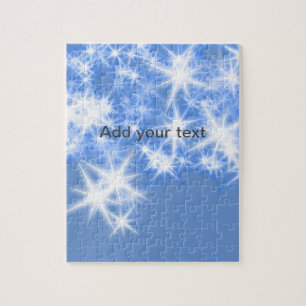 Simple blue glitter sparkle stars add your text    jigsaw puzzle