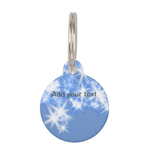 Simple blue glitter sparkle stars add your text pet tag