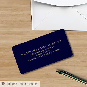 Simple Blue Gold Business Return Address Label