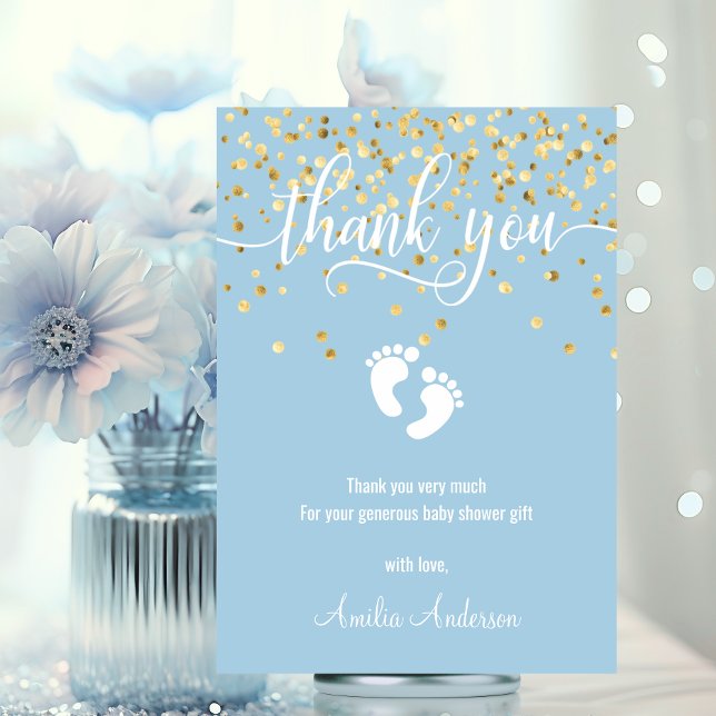 Simple Blue Gold THANK YOU Baby Shower BOY | PHOTO (Simple Blue Gold THANK YOU Baby Shower BOY  PHOTO)