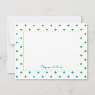 Simple Blue Green Diamond Polka Dot Personalised Card