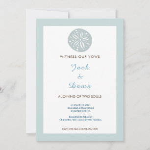 Simple Blue Green Sand Dollar Wedding Invitation