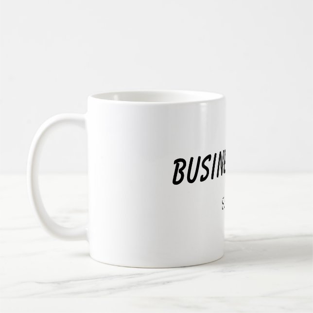 simple blue green watercolor script modern busines coffee mug (Left)