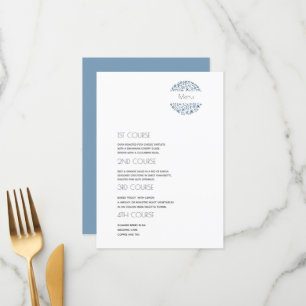 Simple Blue grey 4 Course Wedding Menu