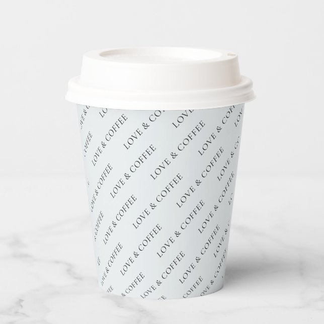 Simple Blue Grey Minimal Custom Text Pattern Paper Cups (Front)