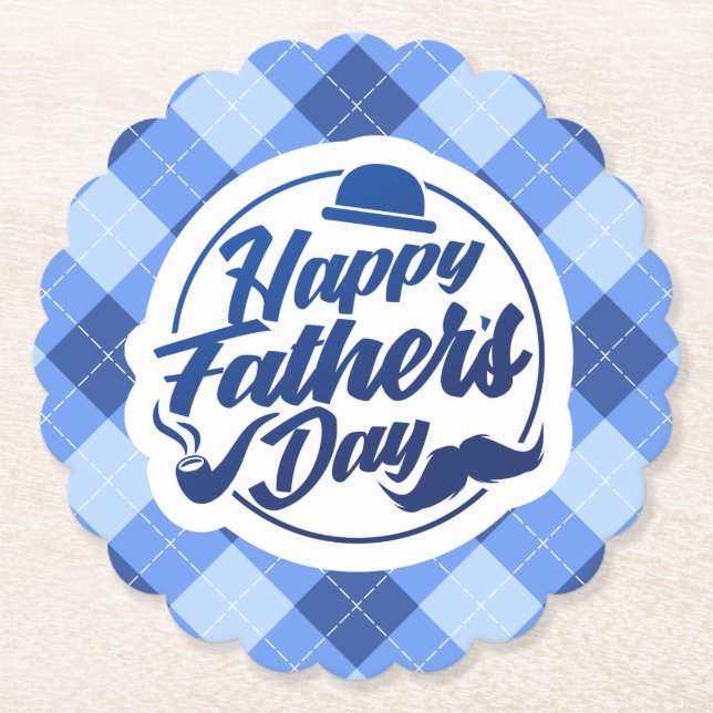 Simple Blue Happy Father's Day | Coaster (Front)